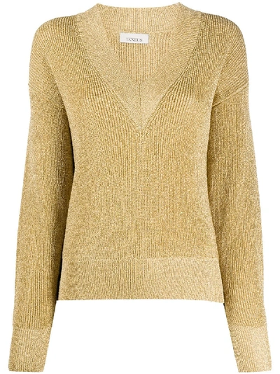Shop Laneus Long-sleeve Fitted Jumper In Gold