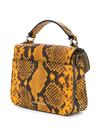 Shop Rebecca Minkoff Mini Darren Snakeskin-effect Satchel In Yellow