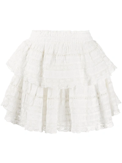 LACE-TRIMMED MINI RUFFLE SKIRT