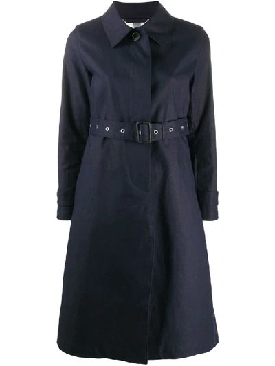 Shop Mackintosh Roslin Single-breasted Belted Trench Coat In Blue