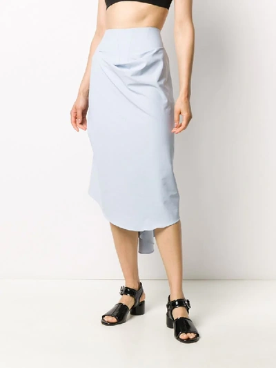Shop A.w.a.k.e. Gathered Drape Midi Skirt In Blue