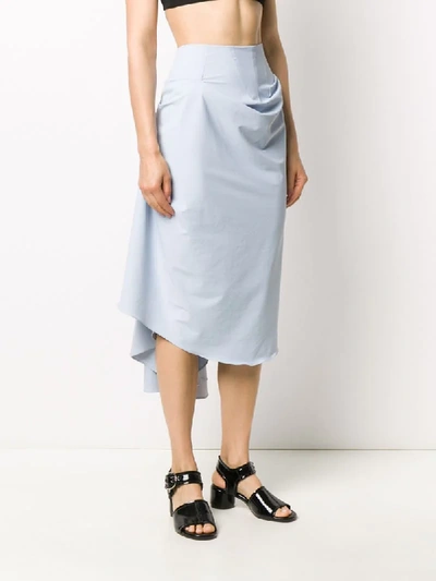 Shop A.w.a.k.e. Gathered Drape Midi Skirt In Blue