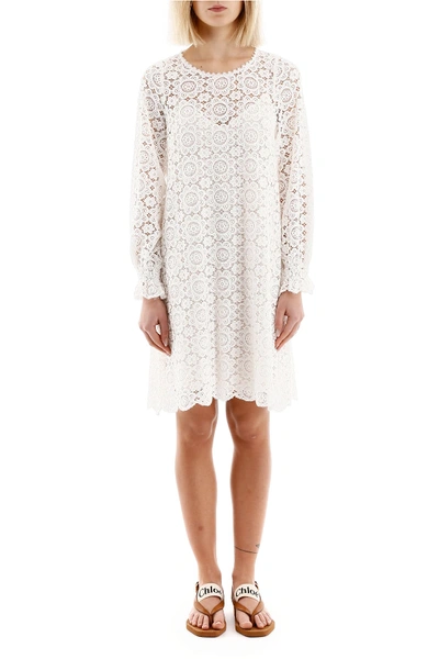 Shop See By Chloé Lace Dress In Iconic Milk (white)