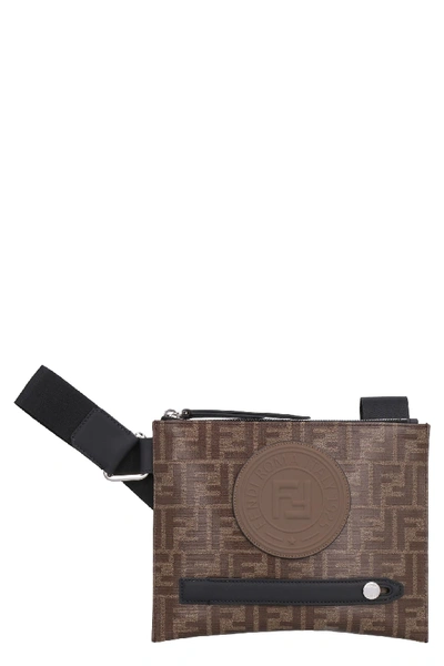 Shop Fendi Messenger Bag With Logo In Brown