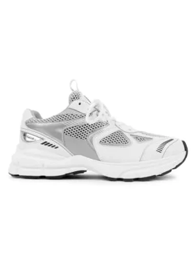 Shop Axel Arigato Marathon Mix Media Chunky Sneakers In White Silver