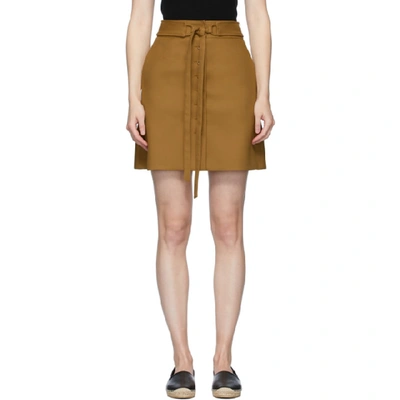 Shop Stella Mccartney Tan Button-down Belted Aliana Miniskirt In 2631 Tobacc