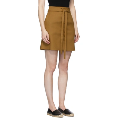 Shop Stella Mccartney Tan Button-down Belted Aliana Miniskirt In 2631 Tobacc