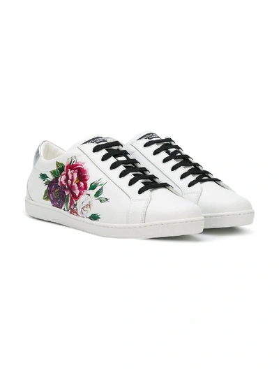 Shop Dolce & Gabbana Peonie Print Sneakers In White