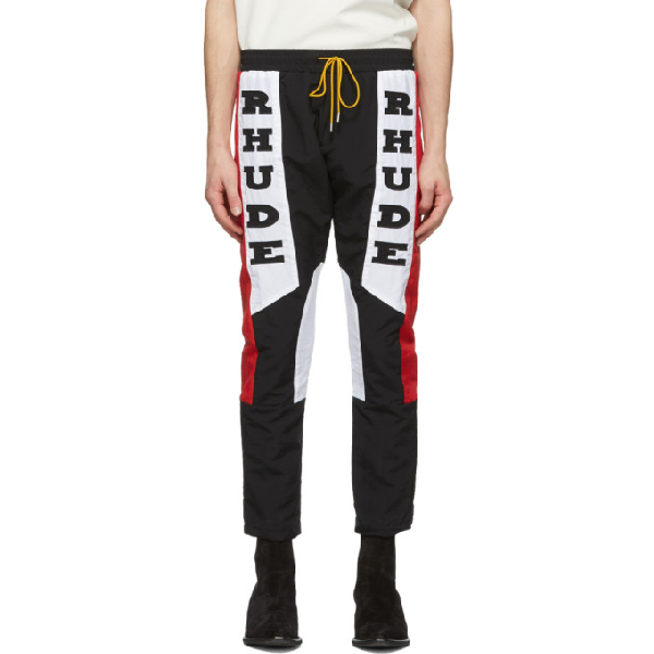 color block pockets drawstring slim fit track pants