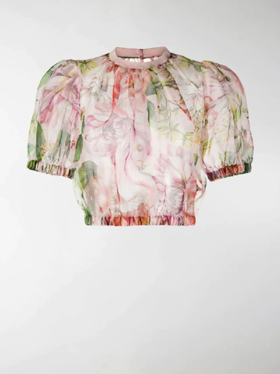 Shop Dolce & Gabbana Floral-print Crop Top In Pink
