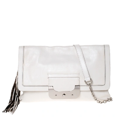 Pre-owned Diane Von Furstenberg White Leather Harper Shoulder Bag