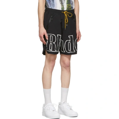 Shop Rhude Black Oversized Logo Shorts