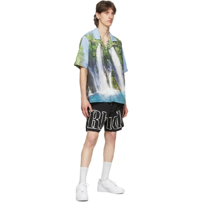 Shop Rhude Black Oversized Logo Shorts