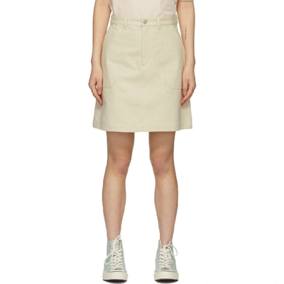 Shop Apc A.p.c. Off-white Lea Skirt In Aad Ecru