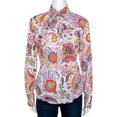 Pre-owned Etro Multicolor Paisley Print Cotton Long Sleeve Shirt L