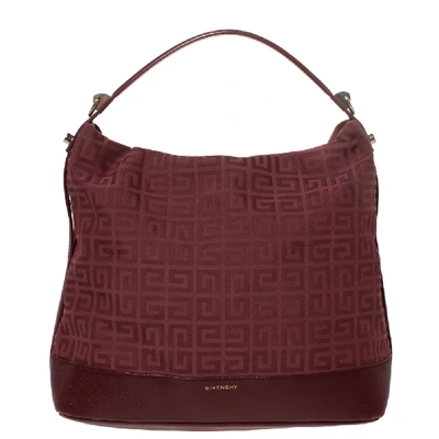 Pre-owned Givenchy Burgundy Monogram Canvas And Leather Hobo