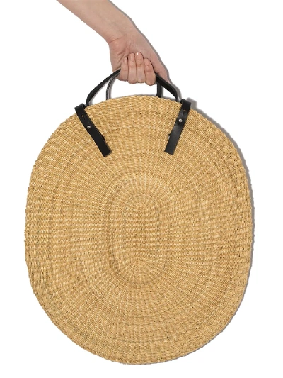 Shop Inès Bressand Over Straw-woven Backpack In Neutrals