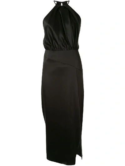 Shop Michelle Mason Sleeveless Halterneck Cocktail Dress In Black