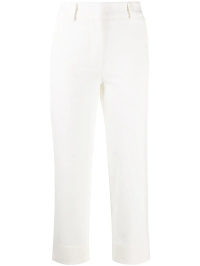 Shop Moncler Cotton Cropped Trousers In White