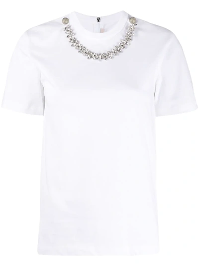 Shop Christopher Kane Crystal Necklace-embellished T-shirt In White