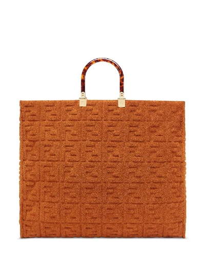 Shop Fendi Large Sunshine Shopper Bag In Brown