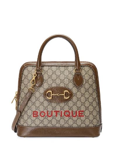 Shop Gucci Horsebit Leather Handbag In Brown