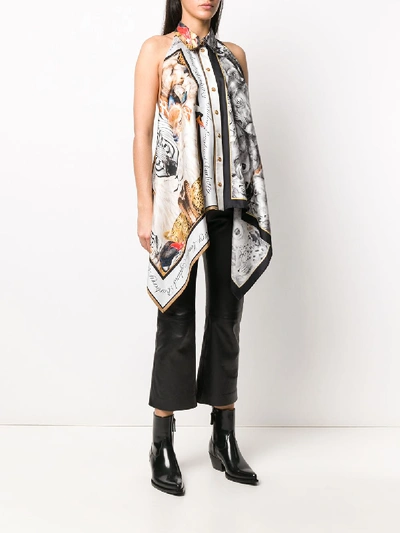 Shop Burberry Silk Printed Top In Grey