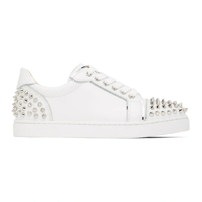 Shop Christian Louboutin White Vierissima Spikes Sneakers In H924 Bianco