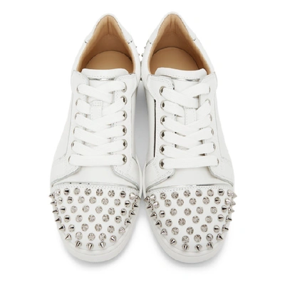 Shop Christian Louboutin White Vierissima Spikes Sneakers In H924 Bianco