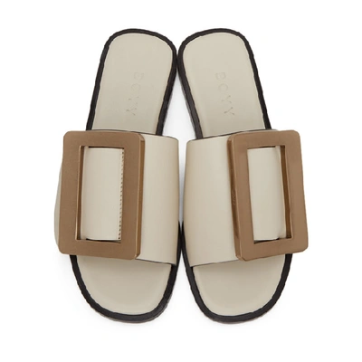 Shop Boyy Off-white Buckle Flat Sandals In Ecru