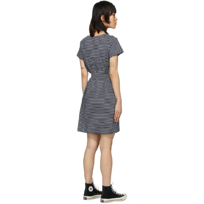 Shop Apc A.p.c. Navy And White Striped Linda Dress In Iak Navy