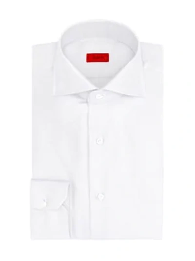Shop Isaia Twill Dress Shirt In White