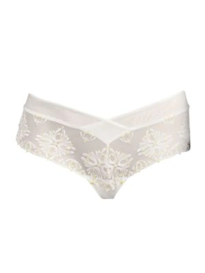 Shop Chantelle Women's Champs Elysse Lace Embroidered Hipster In Milk Citron