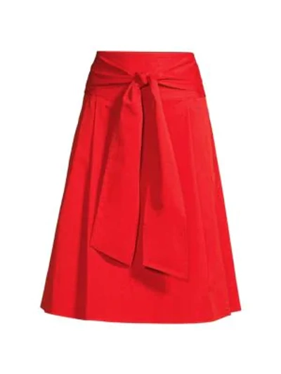 Shop Tory Burch Cotton Wrap Skirt In Red