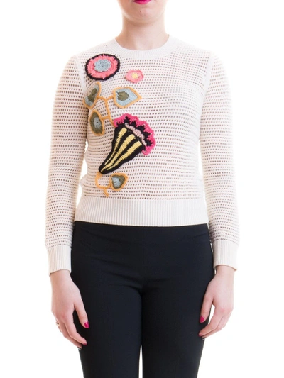 Shop Red Valentino Floral Embroidered Sweater In White