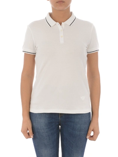 Shop Emporio Armani Contrasting Detail Polo Shirt In White