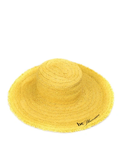 Shop Be Blumarine Logo Straw Hat In Yellow