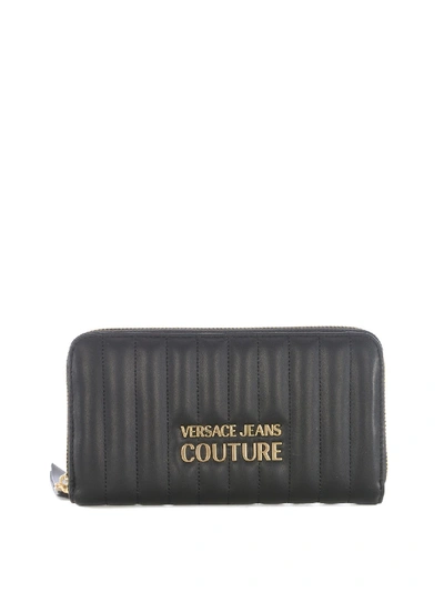 Shop Versace Jeans Couture Wallet In Black With Golden Logo