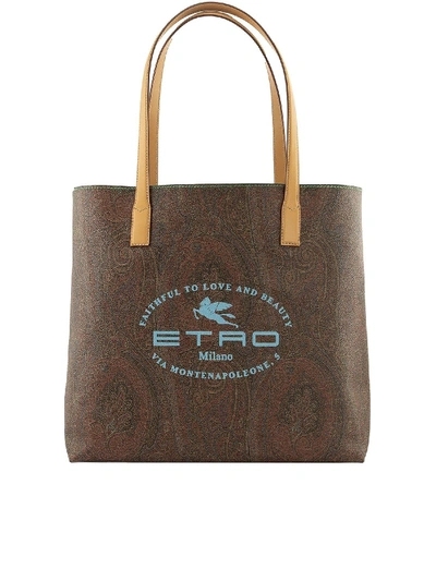 Shop Etro Large Paisley Shoulder Bag In Brown