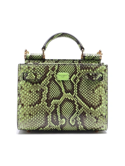 Shop Dolce & Gabbana Sicily 62 Mini Python Leather Bag In Animal Print