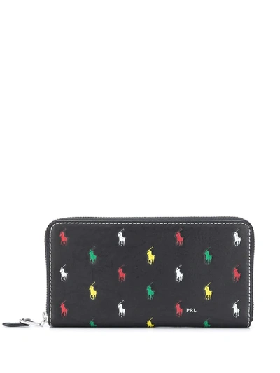 Shop Polo Ralph Lauren Pony Zip Wallet In Black