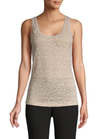 Shop Cosabella Floral Lace Tank Top In Luxe Sand