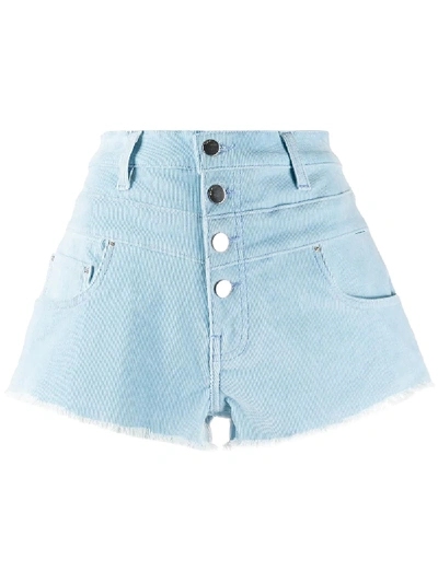 Shop Amiri High-waisted Denim Shorts In Blue