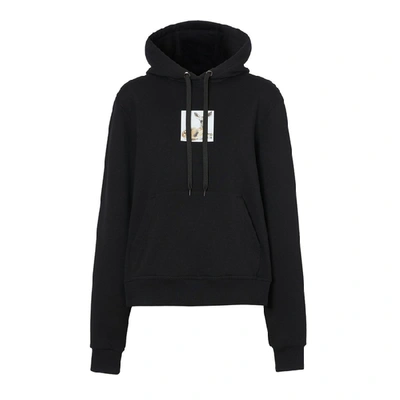 Shop Burberry Junnes Black Hooded Cotton Sweatshirt