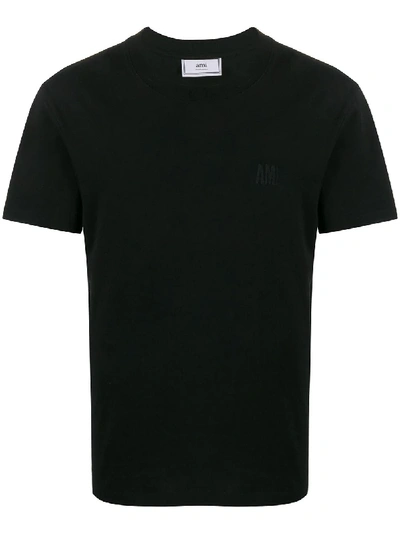 Shop Ami Alexandre Mattiussi Embroidered Logo T-shirt In Black