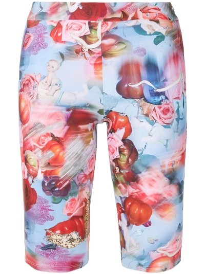 Shop Collina Strada Floral-print Cycling Shorts In Blue