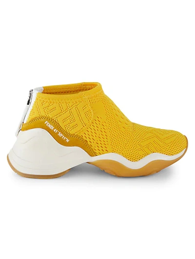 Shop Fendi Platform Sock Sneakers In Yellow White