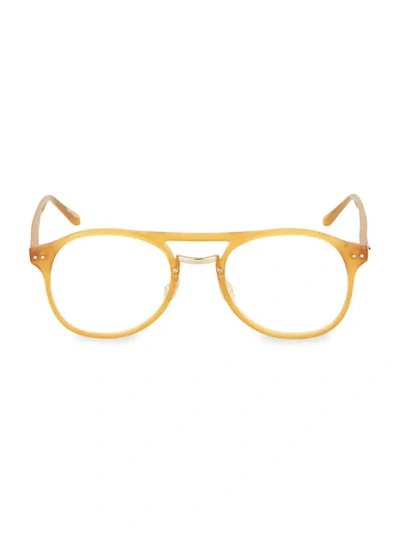 Shop Linda Farrow 46mm Round Novelty Optical Glasses In Honey Tan