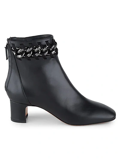 Shop Valentino Chain-trim Leather Booties In Nero