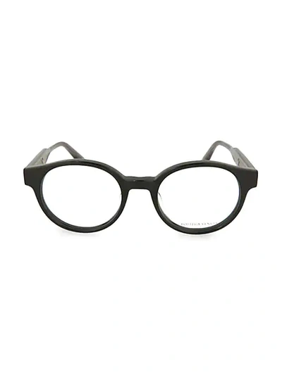 Shop Bottega Veneta 49mm Round Optical Glasses In Black Grey